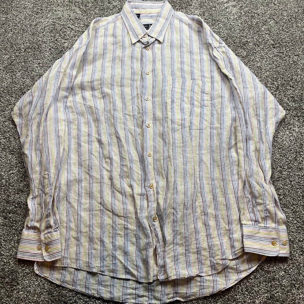 vintage Gitman Bros shirt Mens L Linen Button Down Shirt Long Sleeve USA